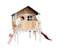AXI Sophie Maison Enfant avec Toboggan Rouge | Aire de Jeux pour l'extérieur en marron & Blanche | Maisonnette / Cabane de Jeu en