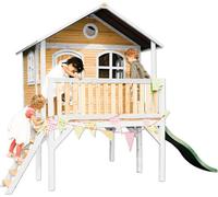 AXI Sophie Maison Enfant avec Toboggan Vert | Aire de Jeux pour l'extérieur en marron & Blanche | Maisonnette / Cabane de Jeu en Bois