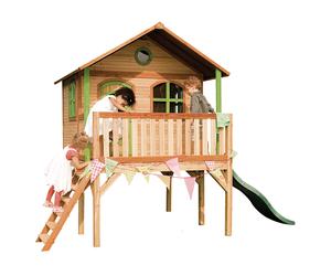 AXI Sophie Maison Enfant avec Toboggan Vert | Aire de Jeux pour l'extérieur en marron & Vert | Maisonnette / Cabane de Jeu en Bois FSC
