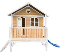 AXI Stef Maison Enfant avec Toboggan bleu | Aire de Jeux pour l'extérieur en marron & Blanc | Maisonnette / Cabane de Jeu en Bois