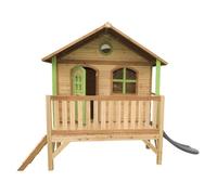 AXI Stef Maison Enfant avec Toboggan Gris | Aire de Jeux pour l'extérieur en Marron & Vert | Maisonnette / Cabane de Jeu en Bois FSC