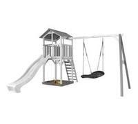 AXI Structure de jeu Beach Tower Blanc Gris avec 1 balancoire siege nid ovale Roxy et toboggan Blanc Vert G
