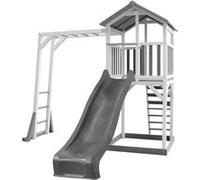 AXI Structure de jeu Beach Tower Blanc Gris avec cadre escalade et toboggan Gris Gris G