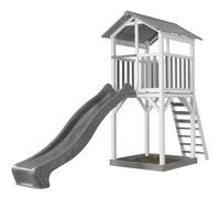 AXI Beach Tower Aire de Jeux avec Toboggan en Gris & Bac à Sable | Grande Maison enfant extérieur en Gris & Blanc | Cabane de Jeu en Bois FSC