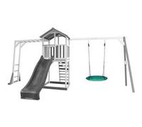 AXI Structure de jeu Beach Tower cadre escalade et balancoire Nid Summer Blanc Gris Toboggan Gris Vert G