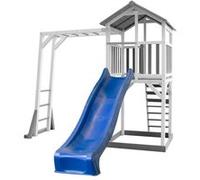 AXI Structure de jeu Beach Tower Gris Blanc avec cadre d'escalade et toboggan Bleu Bleu G