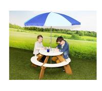 Axi Table de Pique-Nique Ronde en Bois de Hemlock Orion + Parasol - A031.024.00