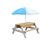 Table Sable Et Eau / Table Pique Nique Marron / Blanc Table D'eau Avec Couvercle, Boîtes De Rangement & Parasol Table De Jeu Enfant À Eau Pour Le Jardin - Axi Nick