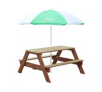 AXI Table de pique-nique Nick en bois avec parasol marron et noir pour le jardin 95 x 97 x 48 cm