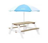 AXI Table pique-nique Nick en bois avec parasol pour jardin Marron & Blanc 95 x 97 x 48 cm