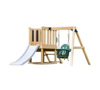 AXI Timo Mini Aire de Jeux - Toboggan Bleu Pastel | Cabane pour Enfant avec Balançoire pour Bébé, Mur d'Escalade et Tableau Noir | Structure de Jeux pour le Jardin
