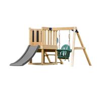 AXI Timo Mini Aire de Jeux - Toboggan Gris | Cabane pour Enfant avec Balançoire pour Bébé, Mur d'Escalade et Tableau Noir | Structure de Jeux pour le Jardin