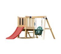 AXI Timo Mini Aire de Jeux - Toboggan Rouge | Cabane pour Enfant avec Balançoire pour Bébé, Mur d'Escalade et Tableau Noir | Structure de Jeux pour le Jardin