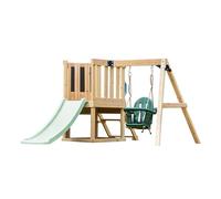 AXI Timo Mini Aire de Jeux - Toboggan Vert Pastel | Cabane pour Enfant avec Balançoire pour Bébé, Mur d'escalade et Tableau Noir | Structure de Jeux pour Le Jardin