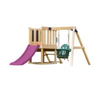 AXI Timo Mini Aire de Jeux - Toboggan Violet | Cabane pour Enfant avec Balançoire pour Bébé, Mur d'Escalade et Tableau Noir | Structure de Jeux pour le Jardin