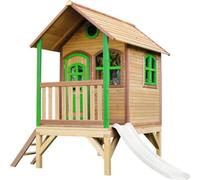 AXI Tom Maison Enfant avec Toboggan Blanc | Aire de Jeux pour l'extérieur en Marron & Vert | Maisonnette / Cabane de Jeu en Bois