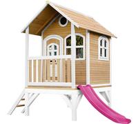 AXI Tom Maison Enfant avec Toboggan Rose | Aire de Jeux pour l'extérieur en marron & Blanc | Maisonnette / Cabane de Jeu en Bois