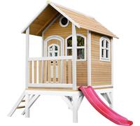 AXI Tom Maison Enfant avec Toboggan rouge | Aire de Jeux pour l'extérieur en marron & Blanc | Maisonnette / Cabane de Jeu en Bois