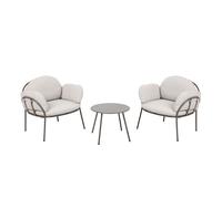 AXI Ziva Salon de Jardin avec Table et 2 chaises | Coussins Inclus | Ensemble pour Balcon/Extérieur 3 pièces en Oléfine/Acier, Couleur Beige | Mobilier d'Extérieur / Fauteuils Lounge - 2 Personnes