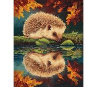 AxiangziK 11CT Diy Canevas Point De Croix Portrait D'Animal Hérisson Ensemble De Broderie Pré-Imprimé, Travaux D'Aiguille À La Main, Kits De Point De Croix Estampés Pour Débutants 30x40cm