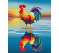 AxiangziK 11CT Diy Kit Point De Croix Coq De Dessin Animé Kits De Point De Croix Imprimés, Ensemble De Broderie Estampé Pour Adultes, Travaux D'Aiguille, Art Mural, Décoration De La Maison 30x40cm