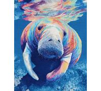 AxiangziK 11CT Diy Point De Croix Lamantins Colorés Kits De Point De Croix Estampés Avec Aiguilles, Enfile-Ciseaux, Ensemble D'Aiguilles À Poinçonner Pour La Décoration Murale De La Maison 50x70cm