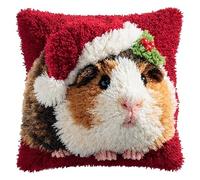AxiangziK animal Diy Coussin De Kit,Hamster portant un chapeau de Père Noël,Loquet Crochet Coussin Kit Crochet,Tapis,Couture,Cadeau Pour La Maison Et Le Canapé,43x43cm