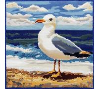 AxiangziK animal Diy Coussin De Kit,Mouettes sur la plage,Loquet Crochet Coussin Kit Crochet,Coussin,Tapis,Couture,Cadeau Pour La Maison Et Le Canapé,43x43cm