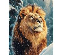 AxiangziK Animal Diy Création De Tapis Et Canvas Lion Dans La Neige Kits De Tapis À Crocheter Diy，Kit De Crochet Pour Débutants，Set De Fabrication De Coussin Avec Toile Imprimée，Cadeau 31x45in