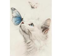 AxiangziK Animal Diy Kit Crochet Debutant Complet Chats Et Papillons Kit De Tapis À Faire Soi-Même，Broderie Au Crochet，Toile Imprimée，Décoration D'Intérieur 21x29in