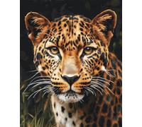 AxiangziK Animal Diy Kit Crochet Debutant Complet Portrait De Léopard Kits De Fabrication De Tapis Au Crochet Pour Débutants，Crochetage，Broderie，Paillasson，Cadeau 20x15in