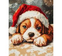 AxiangziK Animal Diy Kit Crochet Debutant Complet Tapis Chien Portant Un Chapeau Kits De Crochets À Nouer Pour La Fabrication De Tapis，Avec Motifs Imprimés Colorés Et Broderie. 39x55in