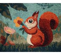 AxiangziK Animal Diy Kit Crochet Debutant Complet Tapis Écureuil De Dessin Animé Kit De Fabrication De Tapis À Loquet Pour Adultes，Kits De Point De Croix，Tapisserie. 35x46in