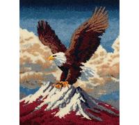 AxiangziK Animal Diy Kit Tricot Debutant Tapis Montagnes Enneigées Et Aigles Kit De Tapis Au Crochet，Coussin Faits Main Avec Pré-Impression，Cadeau Artisanal 3D À Faire Soi-Même 31x45in