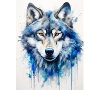 AxiangziK Animal Diy Tapis Kit Crochet Debutant Loup Aquarelle Kit De Fabrication De Tapis À Loquet Pour Adultes，Kits De Point De Croix，Tapisserie. 35x46in