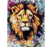 AxiangziK Animal Diy Tapis Kit Tricot Debutant Lion Graffiti Kits De Tapis À Crocheter Diy，Kit De Crochet Pour Débutants，Set De Fabrication De Coussin Avec Toile Imprimée，Cadeau 21x29in