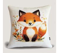 AxiangziK Animaux de dessins animés Kit Crochet de Verrouillage Tapis DIY Broderie,Un mignon petit renard,Kit de Coussin avec Crochet à Loquet Kit Coussin au Point Noué,43x43cm