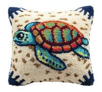 AxiangziK animaux marins Kit Crochet De Verrouillage Tapis Diy Broderie,Tortues de mer,Kit Tapis Point Noué À Faire Pour Débutants,Adultes Ou Enfants,Latch Hook Coussin,43x43cm