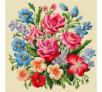 AxiangziK Arts Kits de Point de Croix,Fleurs colorées en fleurs,Complète de kits de Démarrage de Broderie pour Débutants DIY,40x40cm