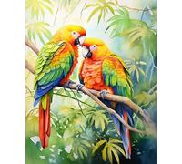AxiangziK Broderie Point de Croix Canevas Kits 11CT Animal Perroquet Oiseau,Adulte Debutant Pré Imprimé Point de Croix Kit Complet DIY Décoration d'intérieur,40x50cm