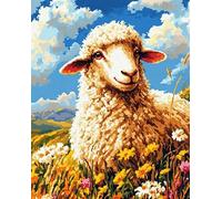 AxiangziK broderie point de croix kit complet,Des moutons dans l'herbe 30x40cm Kit de démarrage de broderie pré-imprimé pour adultes débutants pour décoration murale