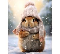 AxiangziK Canevas Broderie Point de Croix Kit Complet 11CT,Lapin mignon portant une écharpe,Kit Broderie Point de Croix Compté Imprimé Adulte,Loisirs CréAtifs Broderie,40x50cm