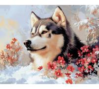 AxiangziK Canevas Broderie Point de Croix Kit Complet Adulte Debutant,des loups dans la neige Compté Pré Imprimé 11CT Cross Stitch Loisirs Créatifs Set,40x50cm