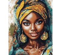 AxiangziK canevas kit complet adulte belle fille africaine,imprimé broderie point de croix,11CT point de croix kit complet pour art décoration,40x50cm