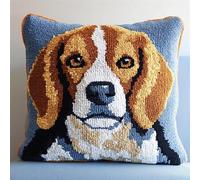 AxiangziK Chien animal Kit de Crochet à Loquet Coussin,chien de compagnie beagle,DIY Crochet à la Main Kits Artisanat pour Adultes Broderie Débutants Décoration d'intérieur,43x43cm