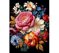 AxiangziK DIY Canevas Kit Complet Adulte fleurs colorées 11CT 60x80cm