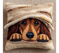AxiangziK Diy Coussin De Kit,Teckel, animal chien Loquet Crochet Coussin Kit Crochet,Tapis,Couture,Cadeau Pour La Maison Et Le Canapé,43x43cm