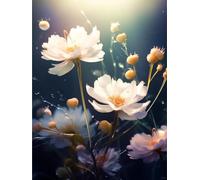 AxiangziK DIY Cross Stitch Kit fleurs blanches 11CT 30x40cm