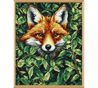 AxiangziK DIY Cross Stitch Kit Renard et feuilles 11CT 30x40cm