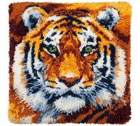 AxiangziK DIY Kit de crochet à loquet,animal tigre,taie d'oreiller pré-imprimé,fils au crochet,coussin tricoté pour la maison,le canapé,43x43cm